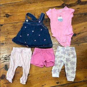 Baby Girl Clothing Set - Pink and Denim size 6 to 9 months pants, top, dress